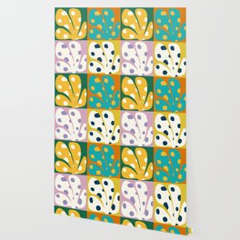 Spots patterned color leaves patchwork 2 Wallpaper