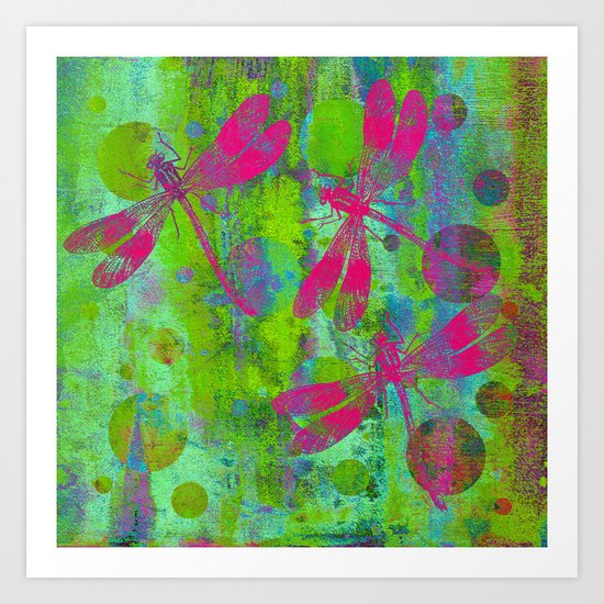 A Dragonflies and Dots R Art Print