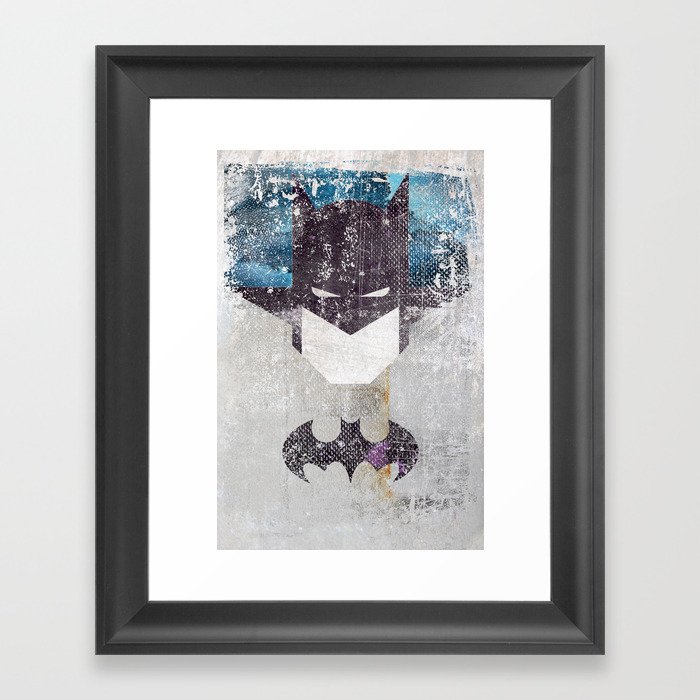 Bat grunge superhero Framed Art Print