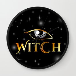 New World Order golden witch eyes with crescent moon	 Wall Clock