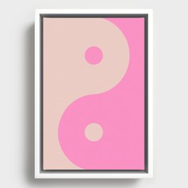 Yin Yang Print Peach And Pink Yin Yang Minimalistic Wall Art Preppy Modern Decor Framed Canvas