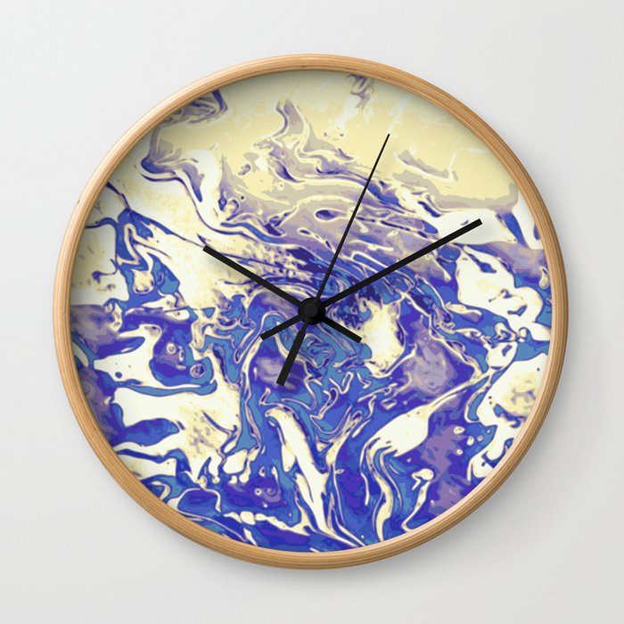 Colossal - tan blue purple gradient abstract swirl pattern Wall Clock