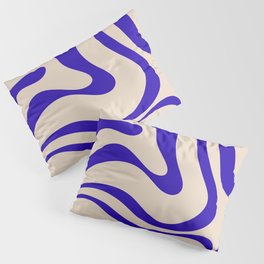 Modern Liquid Swirl Abstract Pattern Square in Cobalt Blue Pillow Sham