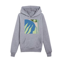 Bold organic abstract in blue and green Kids Pullover Hoodies