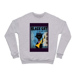 Black Cat Jazz Company Music Art New Orleans Crewneck Sweatshirt