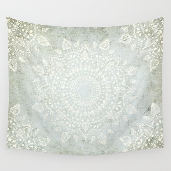 Powder Blue Mandala Wall Tapestry