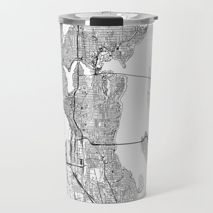 Seattle White Map Travel Mug