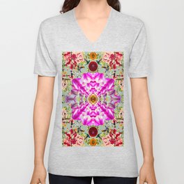 Floral Pattern V Neck T Shirt