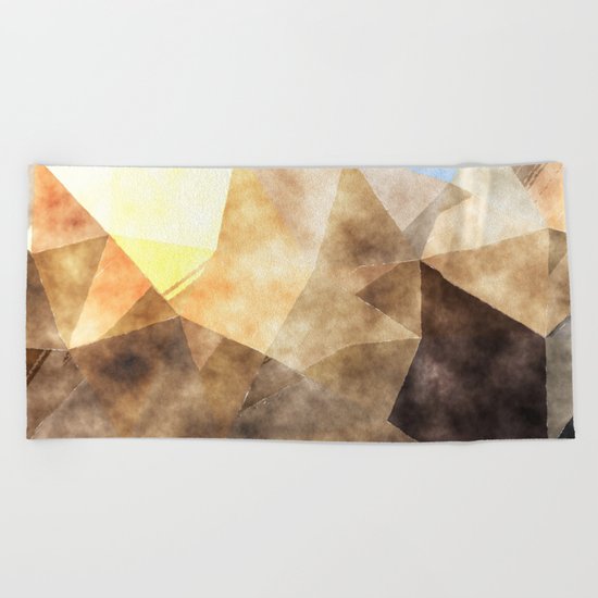 On the fields- Abstract watercolor triangle pattern Beach Towel