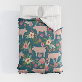 Pig florals farm homesteader pigs cute farms animals floral gifts Comforter