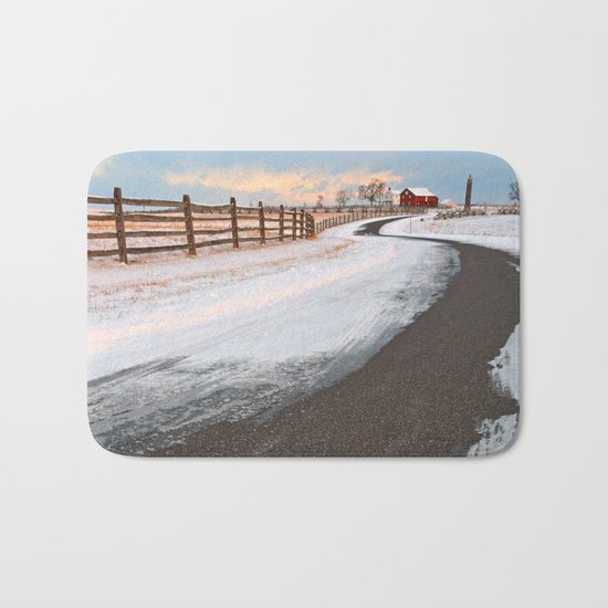 Winding Winter Road Bath Mat