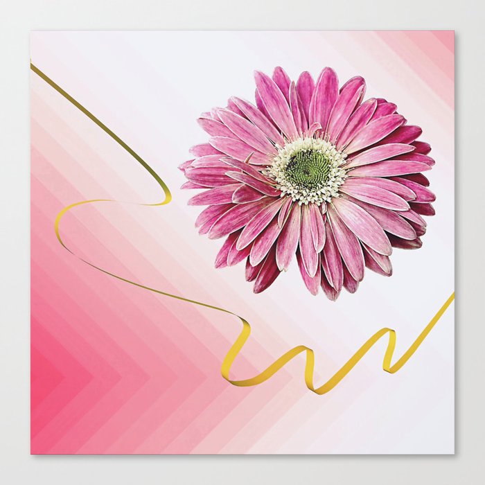 pink gerbera daisy with ribbon Canvas Print