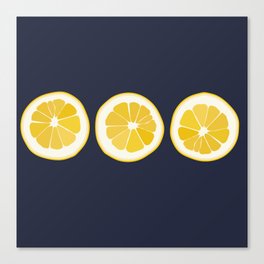 Citron - Lemon on Dark Blue Art Design Pattern  Canvas Print