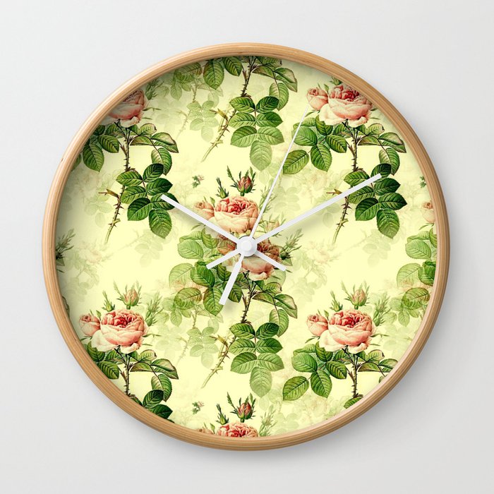 Watercolour flowers,roses,floral,summer pattern Wall Clock