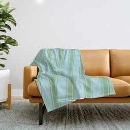 [ Thumbnail: Powder Blue and Dark Sea Green Colored Striped/Lined Pattern Throw Blanket ]