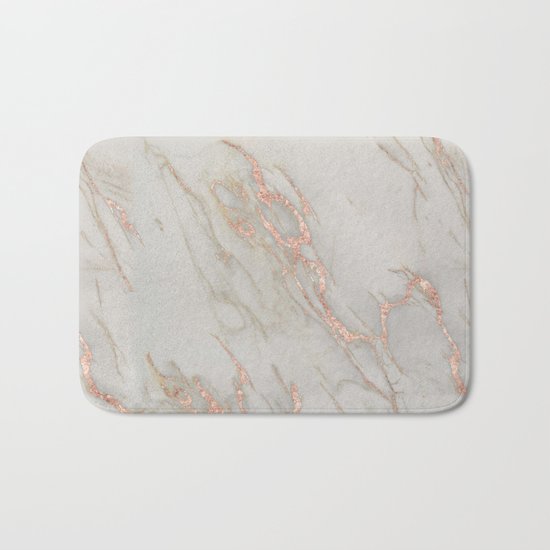 Marble - Rose Gold Marble Metallic Blush Pink Bath Mat