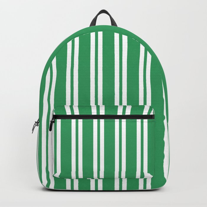 Kelly Green and White Wide Small Wide Stripes Backpack