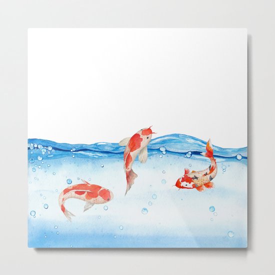 Happy koi fish- fishes sea water lake Metal Print