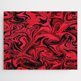 Red and black fluid art, punk rock red abstract swirl marble Jigsaw Puzzle