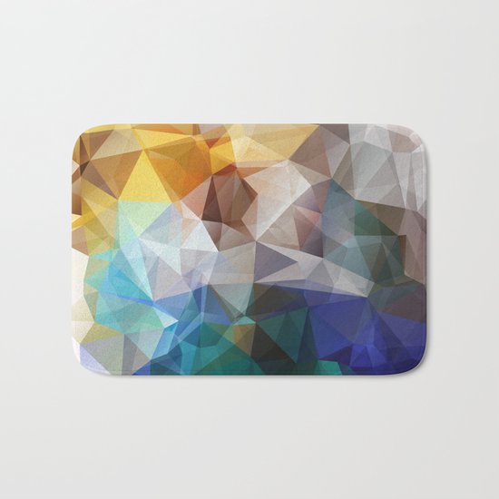 Abstract background of triangles polygon print. Bright design colors Bath Mat