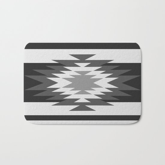 Aztec - black and white Bath Mat