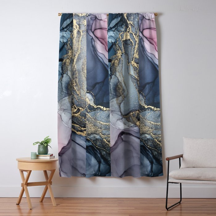 Blush Payne S Gray And Gold Metallic Abstract Blackout Curtain By