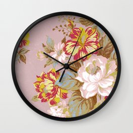 Soft Vintage Floral Wall Clock | Classicfloral, Softcolor, Pink, Yellow, Realism, Feminine, Prettyflowers, Roses, Oldfloral, Moderncolor 