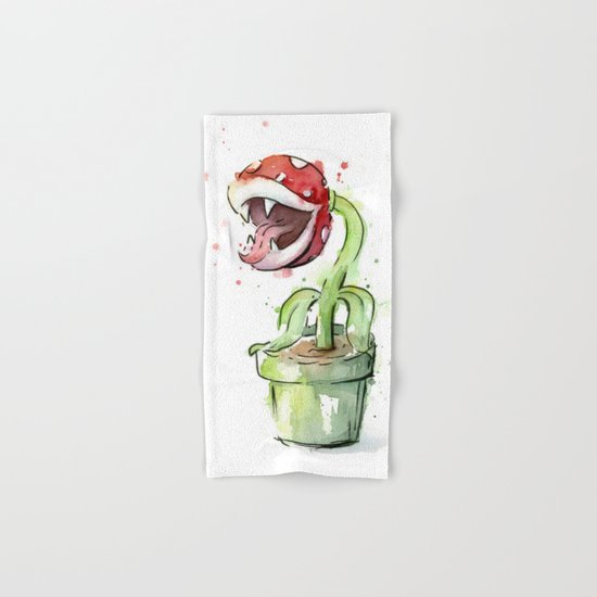 Piranha Plant Art Nintendo Mario Videogame Geek Gaming Hand & Bath Towel