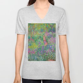 Claude Monet Irises In Monet's Garden At Giverny  V Neck T Shirt