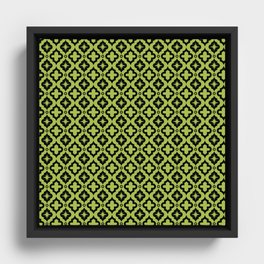 Light Green and Black Ornamental Arabic Pattern Framed Canvas