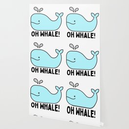 Oh Whale Funny Cute Pun Ocean Animal Cartoon Beach Wallpaper