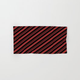 [ Thumbnail: Brown & Black Colored Lines Pattern Hand & Bath Towel ]