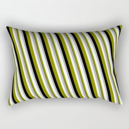 [ Thumbnail: Dark Gray, Mint Cream, Green & Black Colored Stripes/Lines Pattern Rectangular Pillow ]