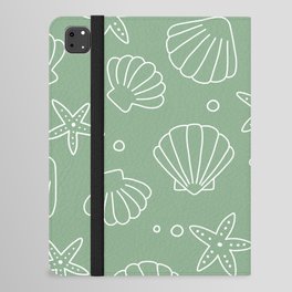 Seashell Pattern (white/sage green) iPad Folio Case