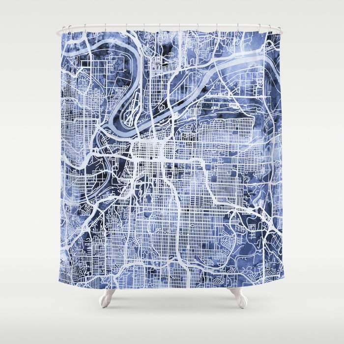 Kansas City Missouri City Map Shower Curtain
