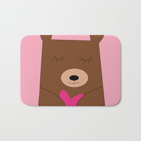 Bear in love pink Bath Mat