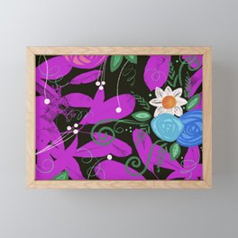 Purple flowers and daisy Framed Mini Art Print