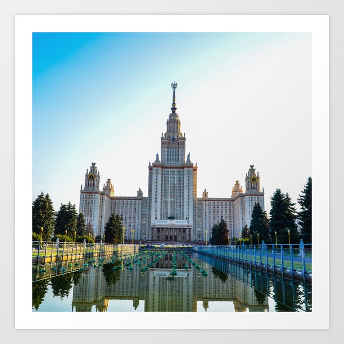 Russia Photography - University In Moscow In The Sunrise Art Print