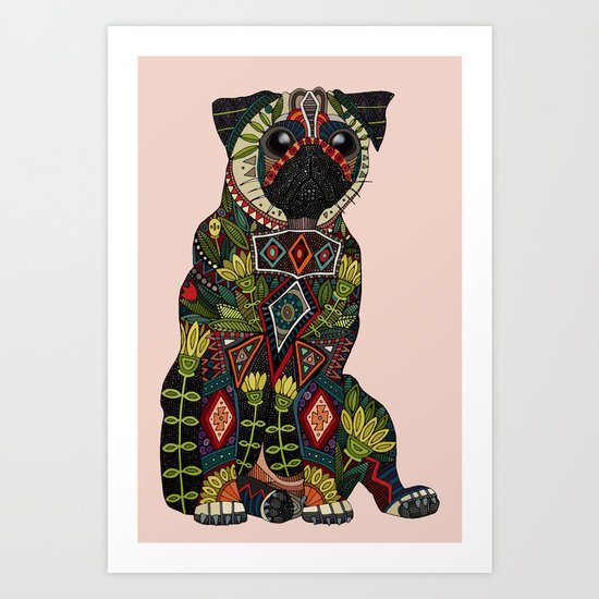pug love pale dogwood Art Print
