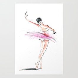 Ballerina Dance Drawing Art Print