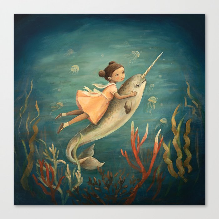 Narwhal Girl by Emily Winfield Martin Canvas Print