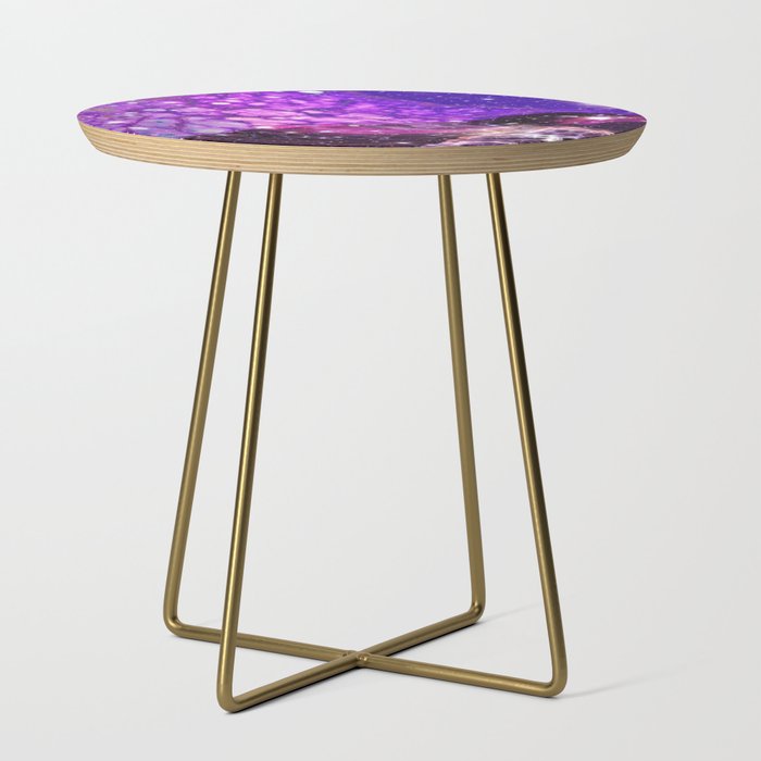 Neon marble space #3: purple, gold, stars Side Table