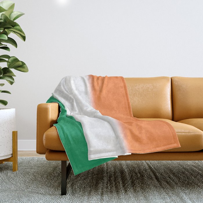 Green White and Orange Ombre Shaded Irish Flag Throw Blanket