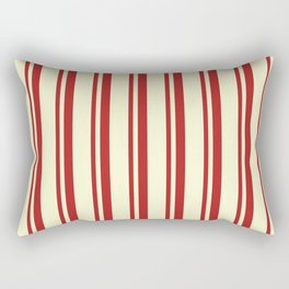 [ Thumbnail: Red & Light Yellow Colored Stripes/Lines Pattern Rectangular Pillow ]