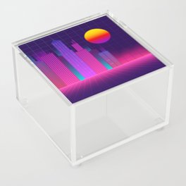 neon synthwave city Acrylic Box