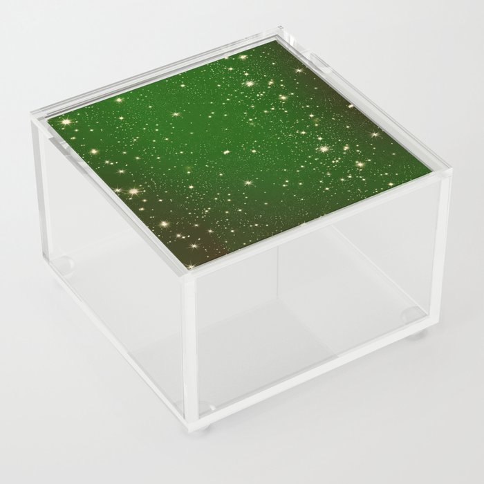 White and Green Stars Pattern Design Acrylic Box