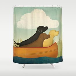 Three Dog Canoe Shower Curtain