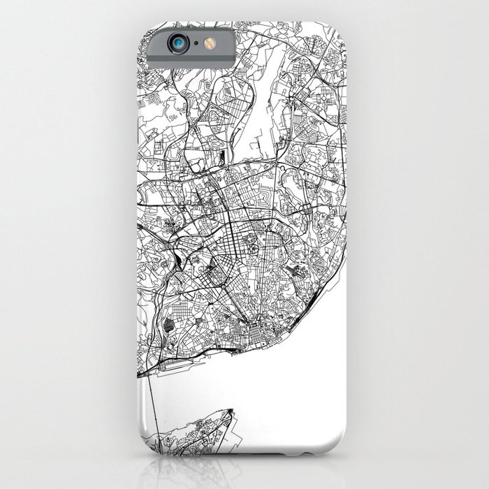 Lisbon White Map iPhone Case