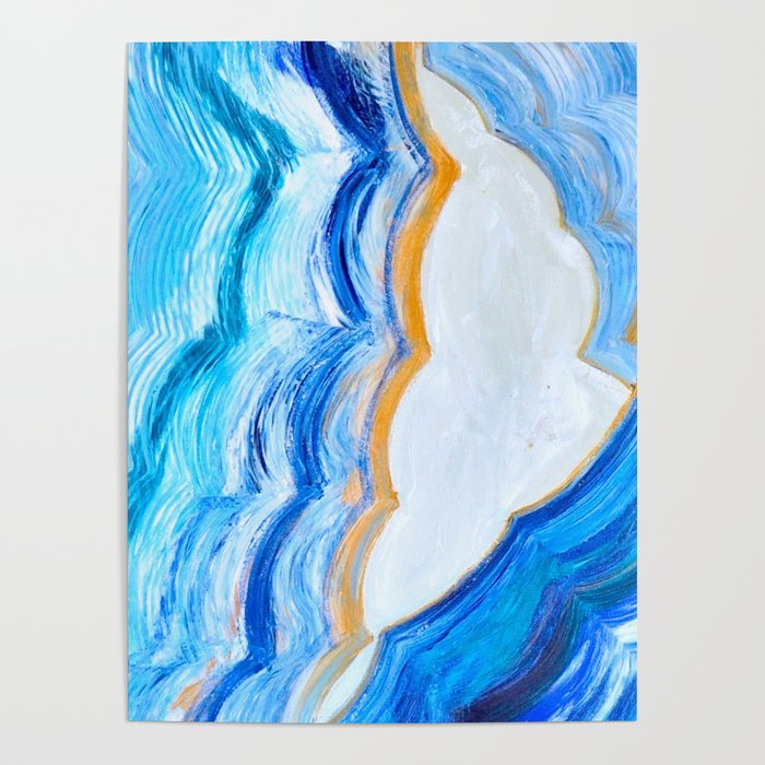 Blue and gold agate Poster