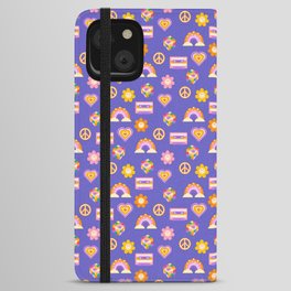 Peace, Love and Groovy Retro Rainbows iPhone Wallet Case